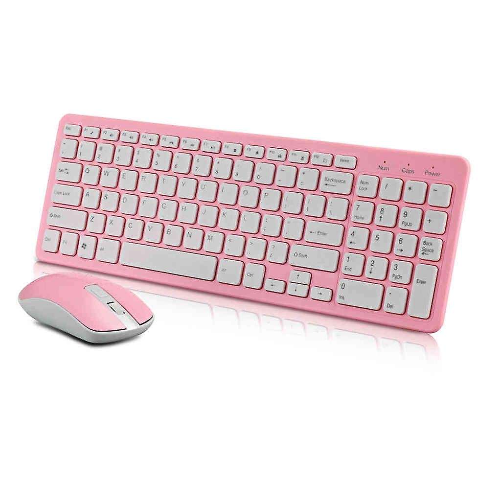 2.4g Optical Wireless Keyboard Mouse Kit Usb Receiver Combo Pink