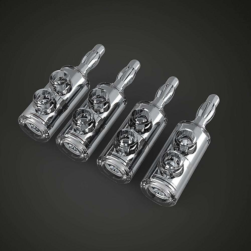 4 Pcs B553r Pure Copper Banana Head Solder-free Banana Plug, Silver