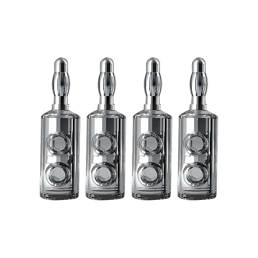 4 Pcs B553r Pure Copper Banana Head Solder-free Banana Plug, Silver