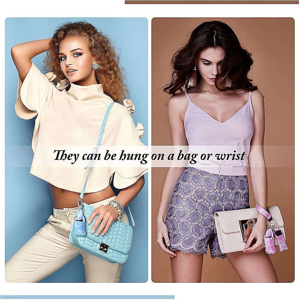 Marble Style Travel Bottle Keychain Holders Set, Keychain Wristlet