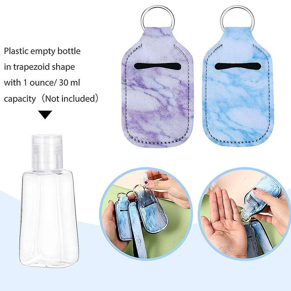 Marble Style Travel Bottle Keychain Holders Set, Keychain Wristlet