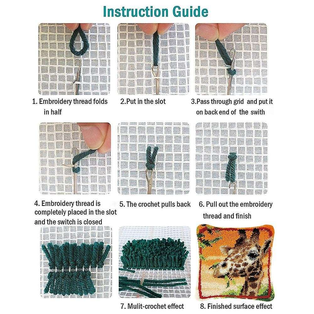 Latch Hook Kits Sofa Cushion Cover Pillowcase Embroidery Giraffe