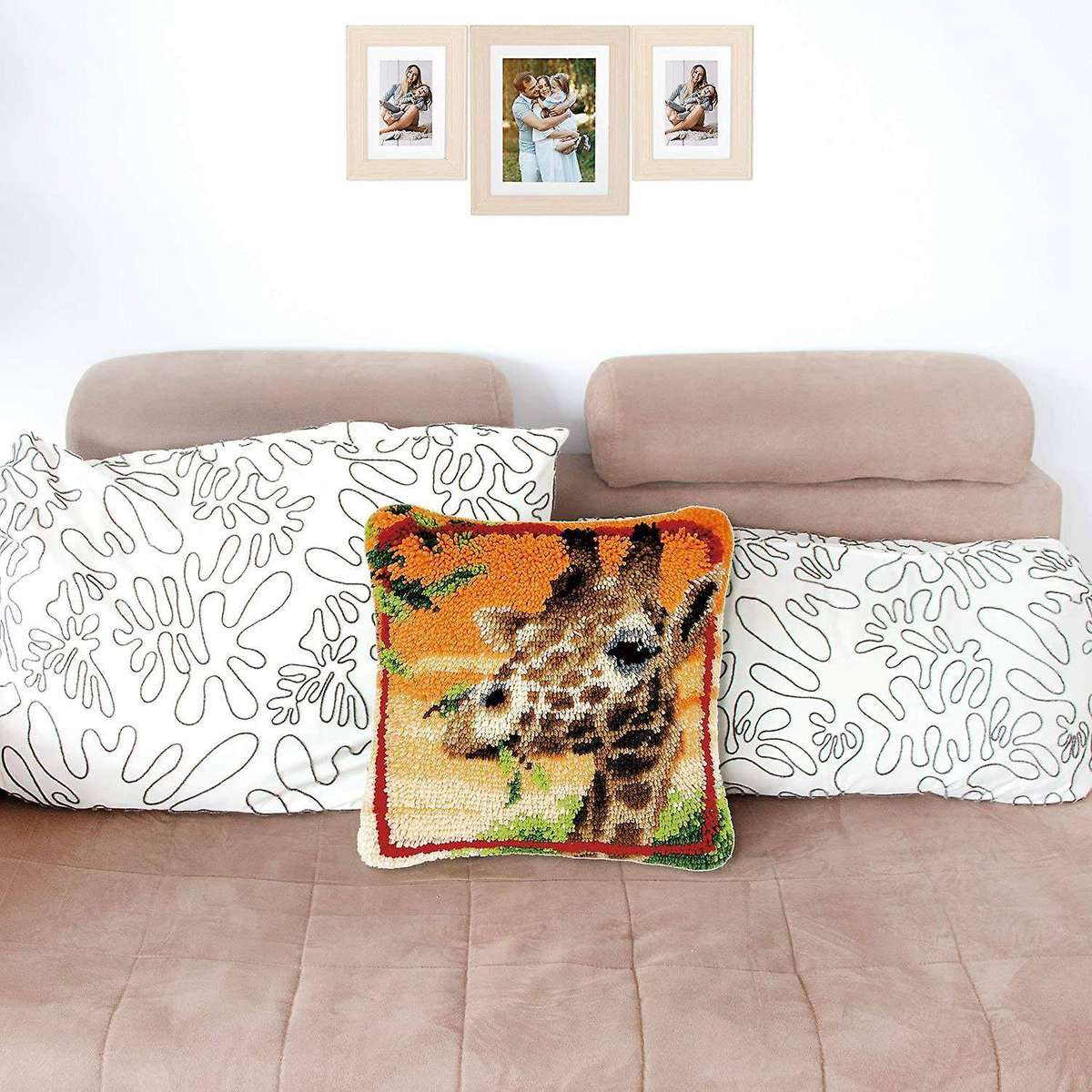 Latch Hook Kits Sofa Cushion Cover Pillowcase Embroidery Giraffe