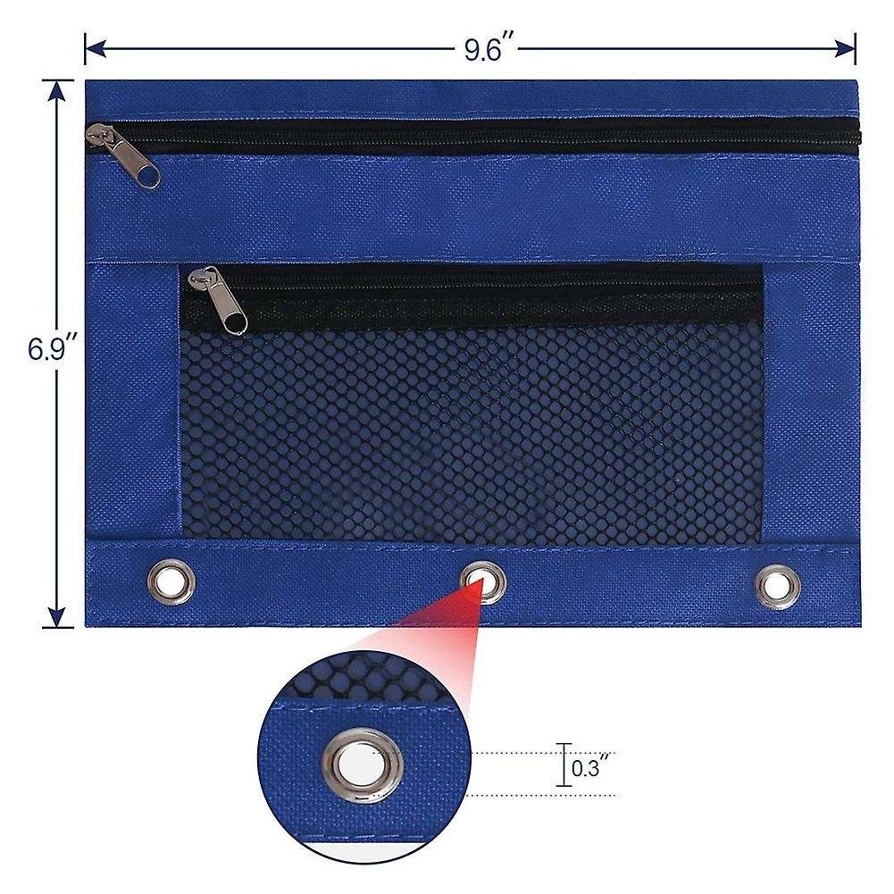 12 Pack Mesh Pencil Case with Zipper, with Double Pocket, 6 Colors