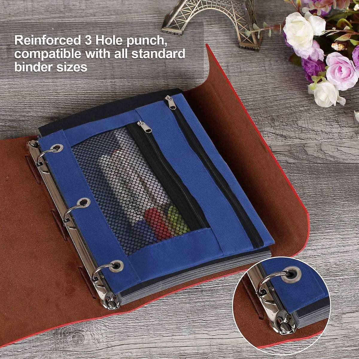 12 Pack Mesh Pencil Case with Zipper, with Double Pocket, 6 Colors