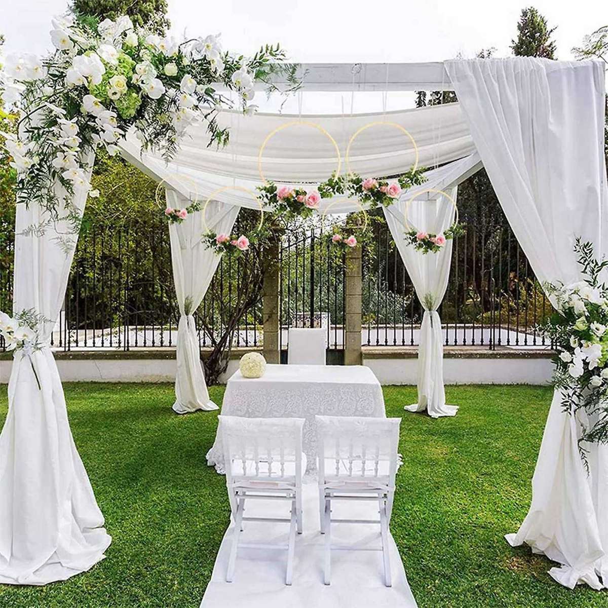 12 Pieces Wooden Bamboo Floral Hoop Set Macrame for Diy Wreath Decor