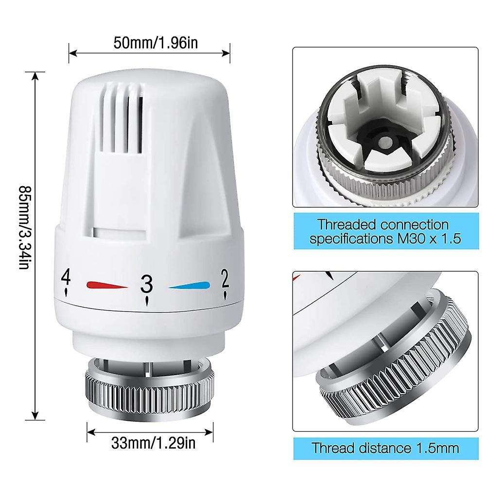 3pcs Thermostatic Radiator Valve M30 X 1.5 Thermostatic Valve Head
