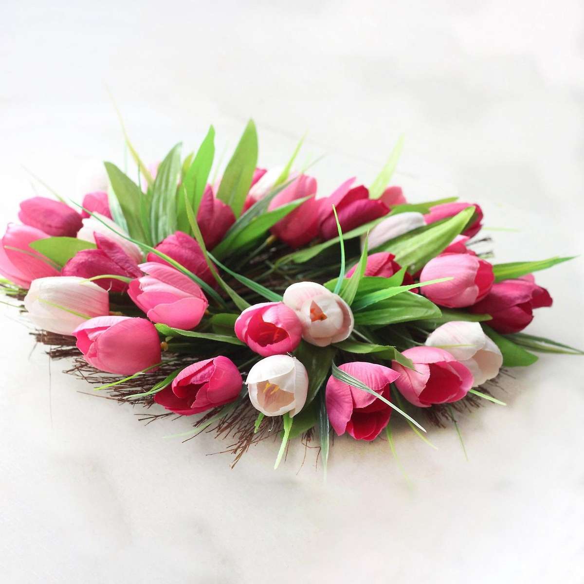 Artificial Tulip Wreath, Window Wall Party Wedding Hanging Decor