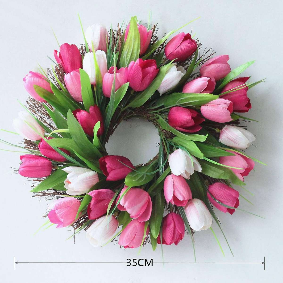 Artificial Tulip Wreath, Window Wall Party Wedding Hanging Decor