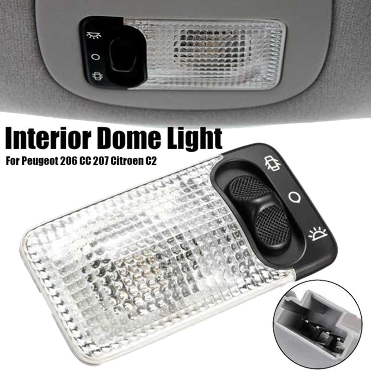 2x Car Interior Roof Light Dome Reading Light for Citroen C1 C2 C3