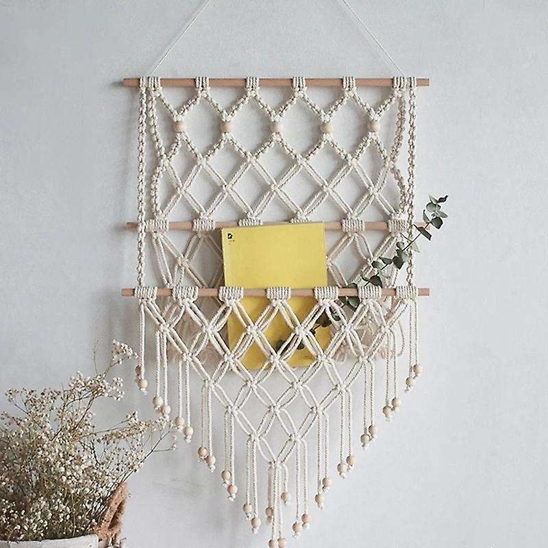 Hand Woven Storage Rack Macrame Tapestry for Boho Decor Ornament