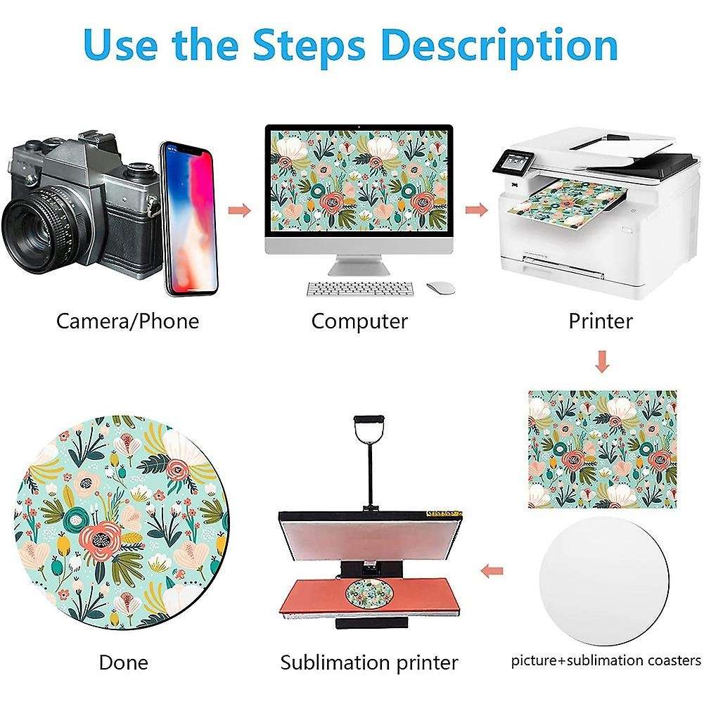 50pcs Sublimation Blank Cup Coasters,for Diy Crafts Printing Vinyl