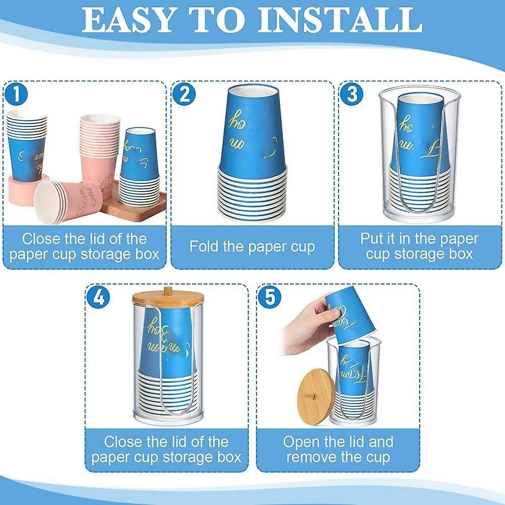 Plastic Disposable Paper Cup Dispenser Storage Holder with Lid
