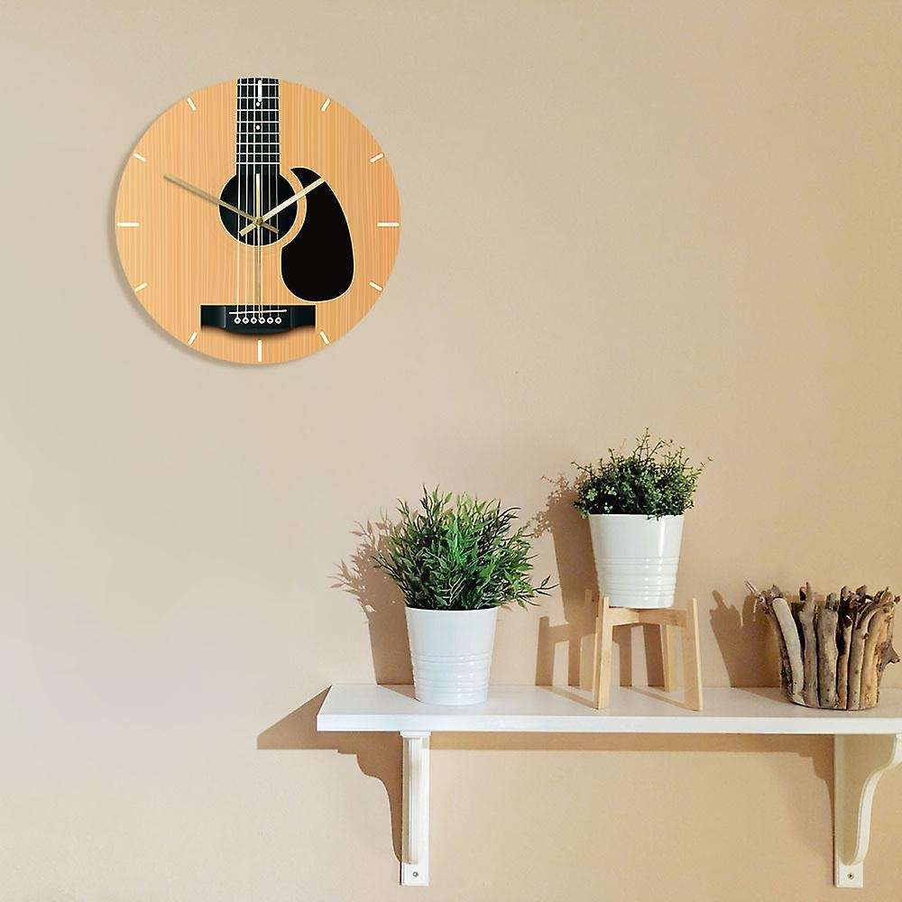 Acoustic Guitar Decorative Wall Clock Music Minimalist Home Decor