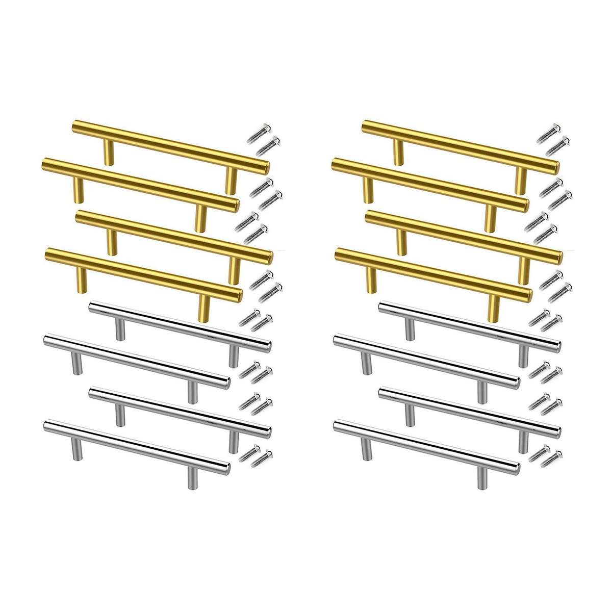 18 Pcs Gold Silver Handles Hardware Stainless Steel Drawer Pulls