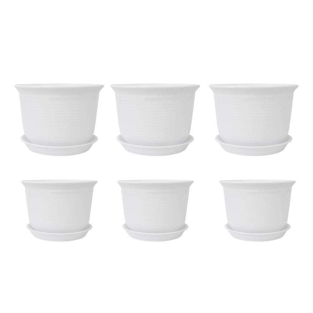 Plastic Flower Pots Pack Of 6 2 Sizes 15 Cm 18 Cm White Flower White