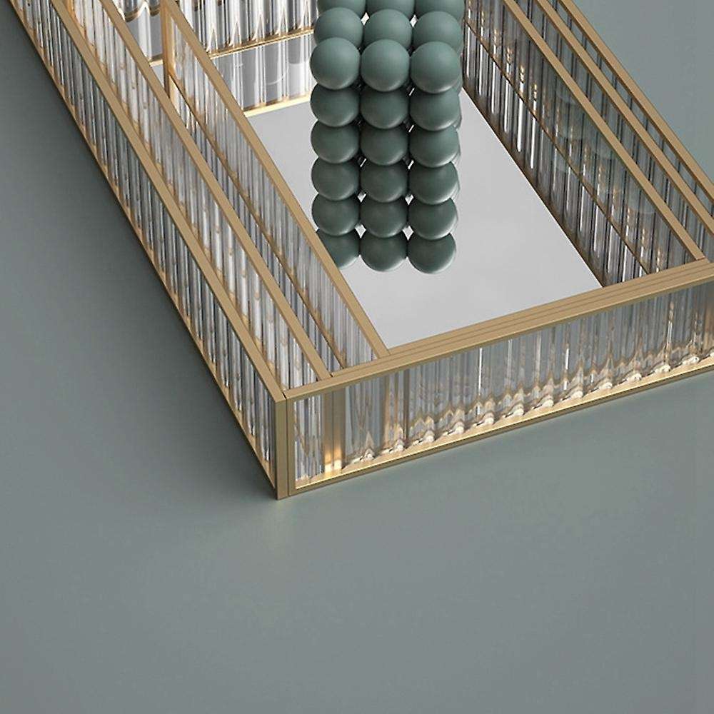 Gold Glass Mirror Decorative Tray for Makeup Dessert Plate Jewelry