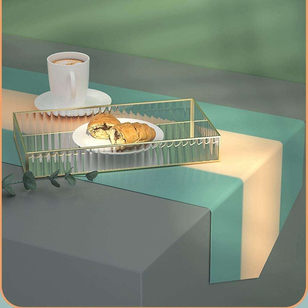 Gold Glass Mirror Decorative Tray for Makeup Dessert Plate Jewelry