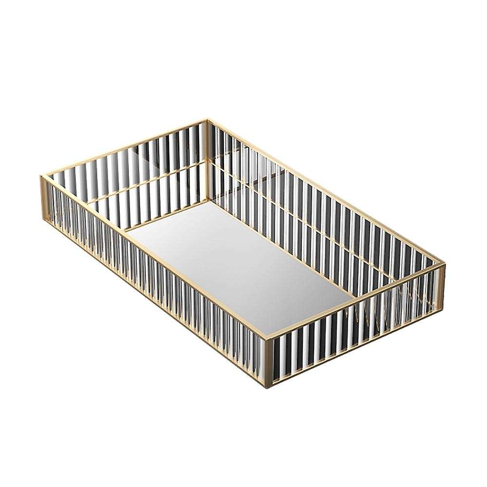 Gold Glass Mirror Decorative Tray for Makeup Dessert Plate Jewelry