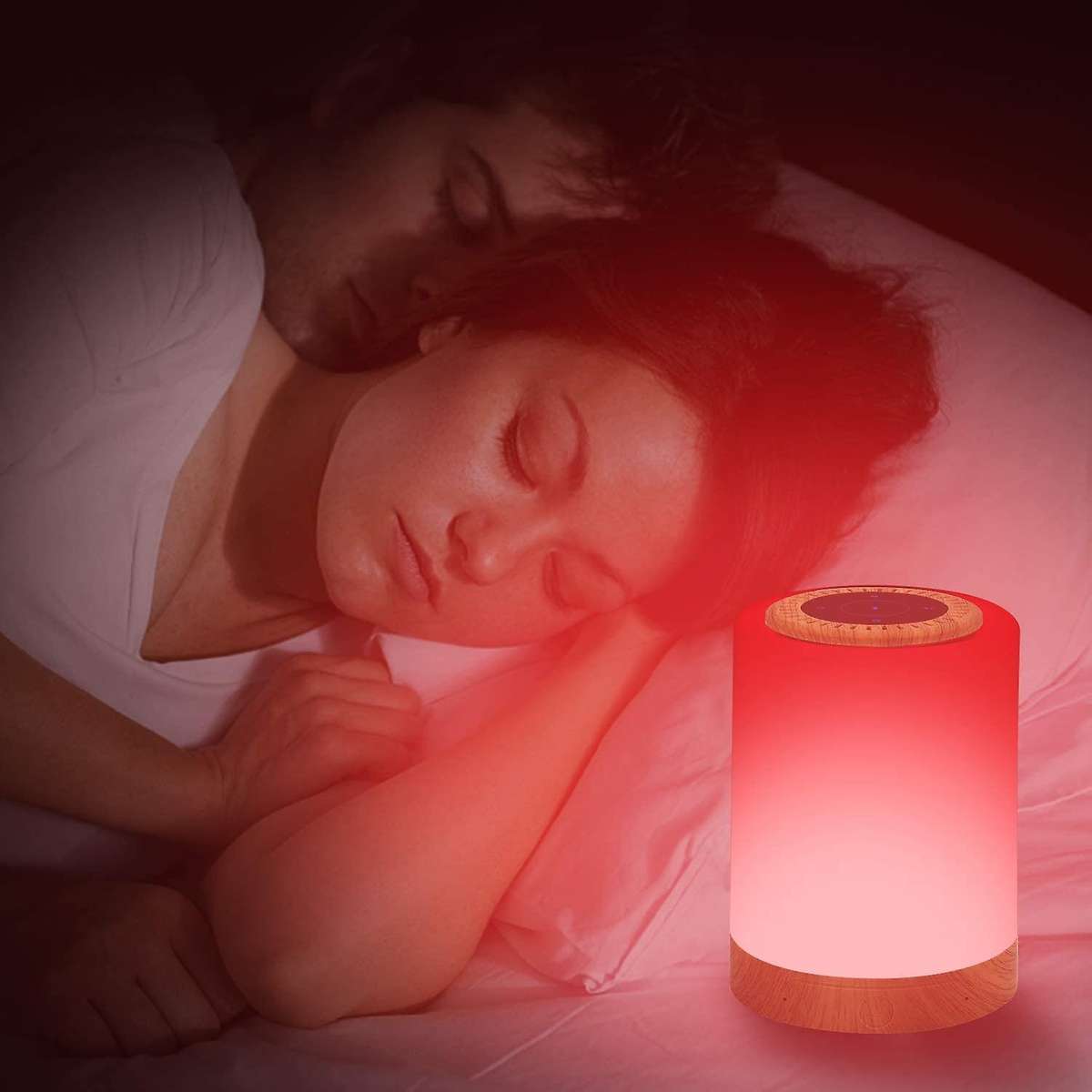 Night Light with Bluetooth Speaker, Smart Press Sensor Bedside Lamp