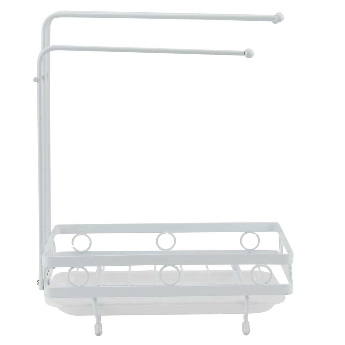 Kitchen Storage Stand Sink Rag Sponge Drainer Rack Organizer, White