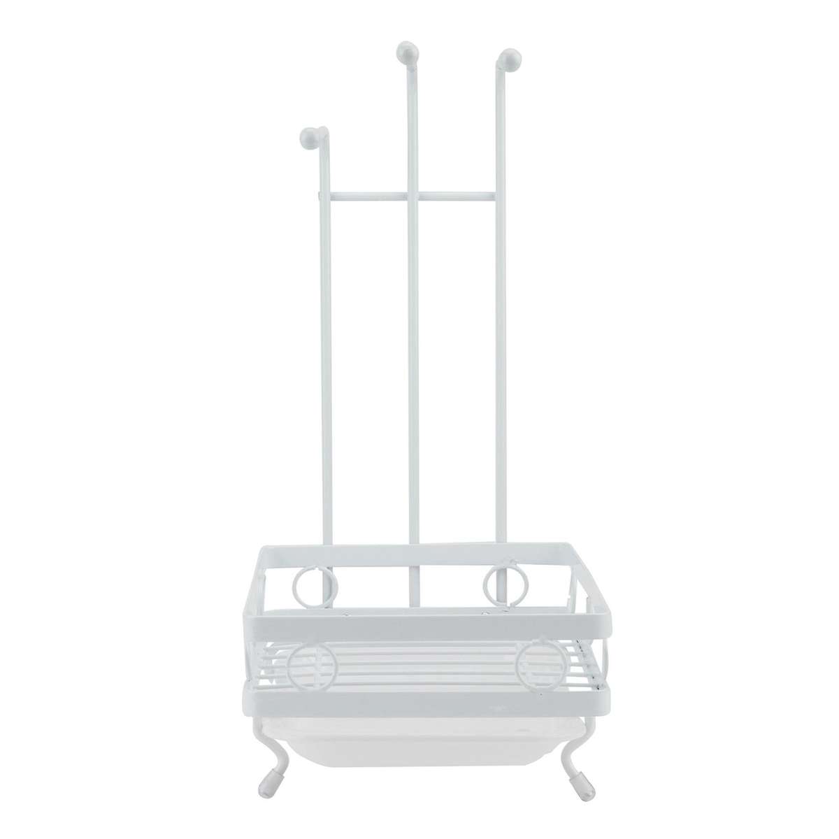 Kitchen Storage Stand Sink Rag Sponge Drainer Rack Organizer, White