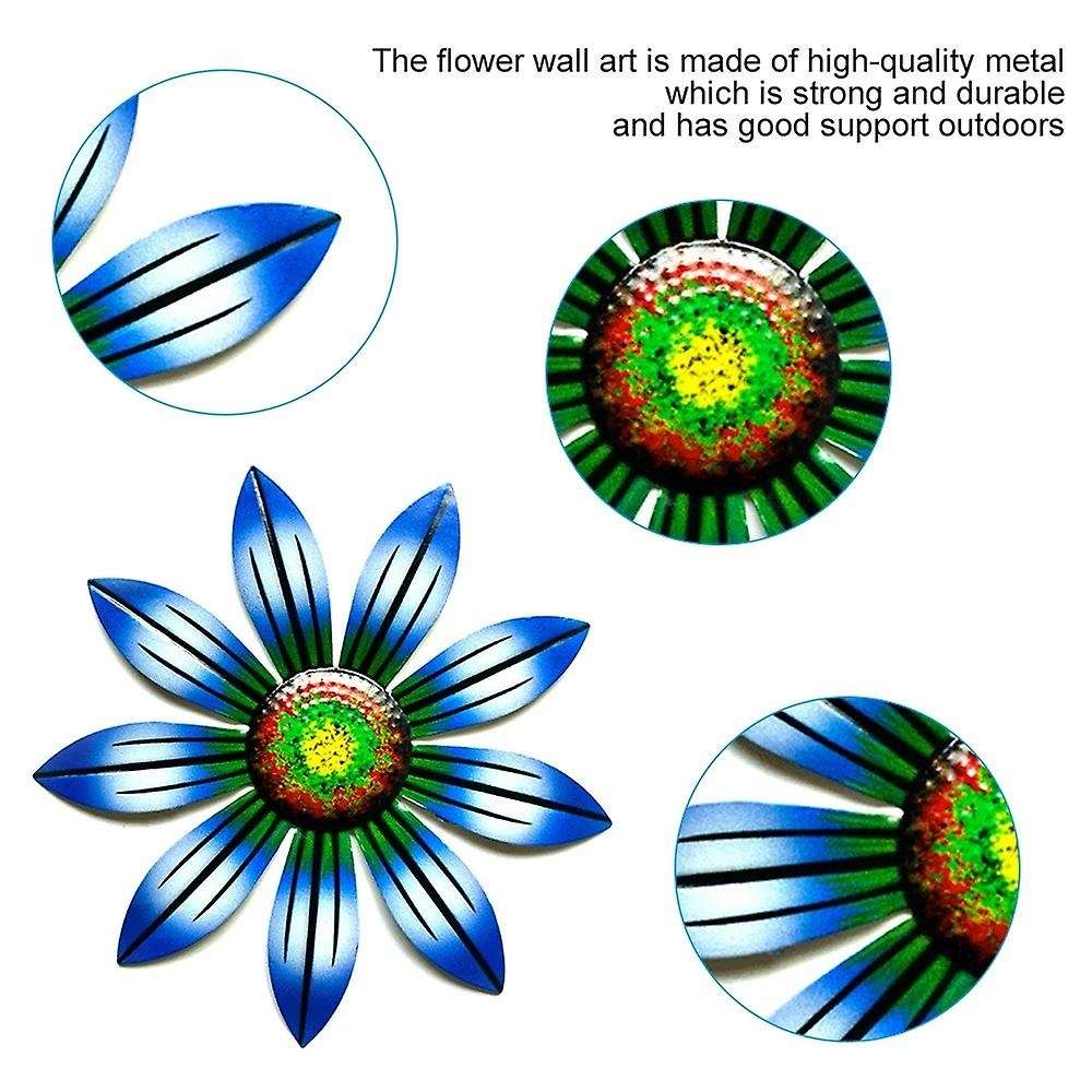 5pcs Flowers Wall Art Sculpture Outdoor Hanging Garden Home Decor