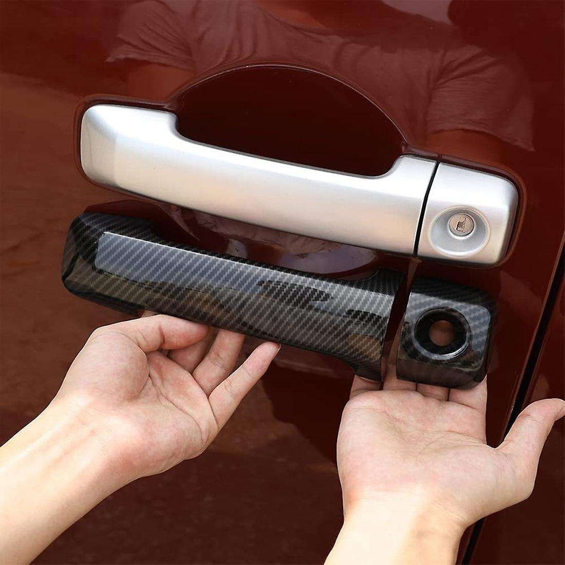 Car Exterior Door Handle Decorative Cover Trim 4pcs,abs Carbon Fiber