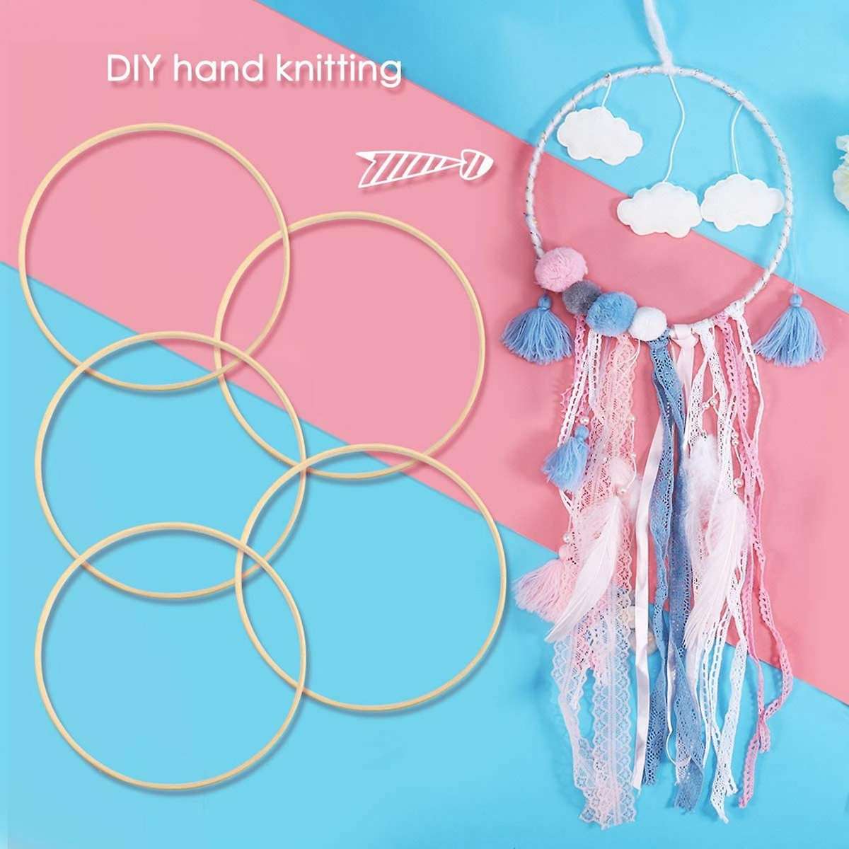10pcs Wooden Bamboo Dreamcatcher Hoops Round Hoops Macrame Rings