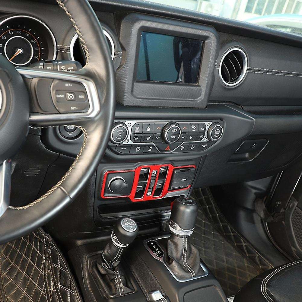 Car Window Control Panel Cover Trim for Jeep Wrangler Jl 2018+ Red