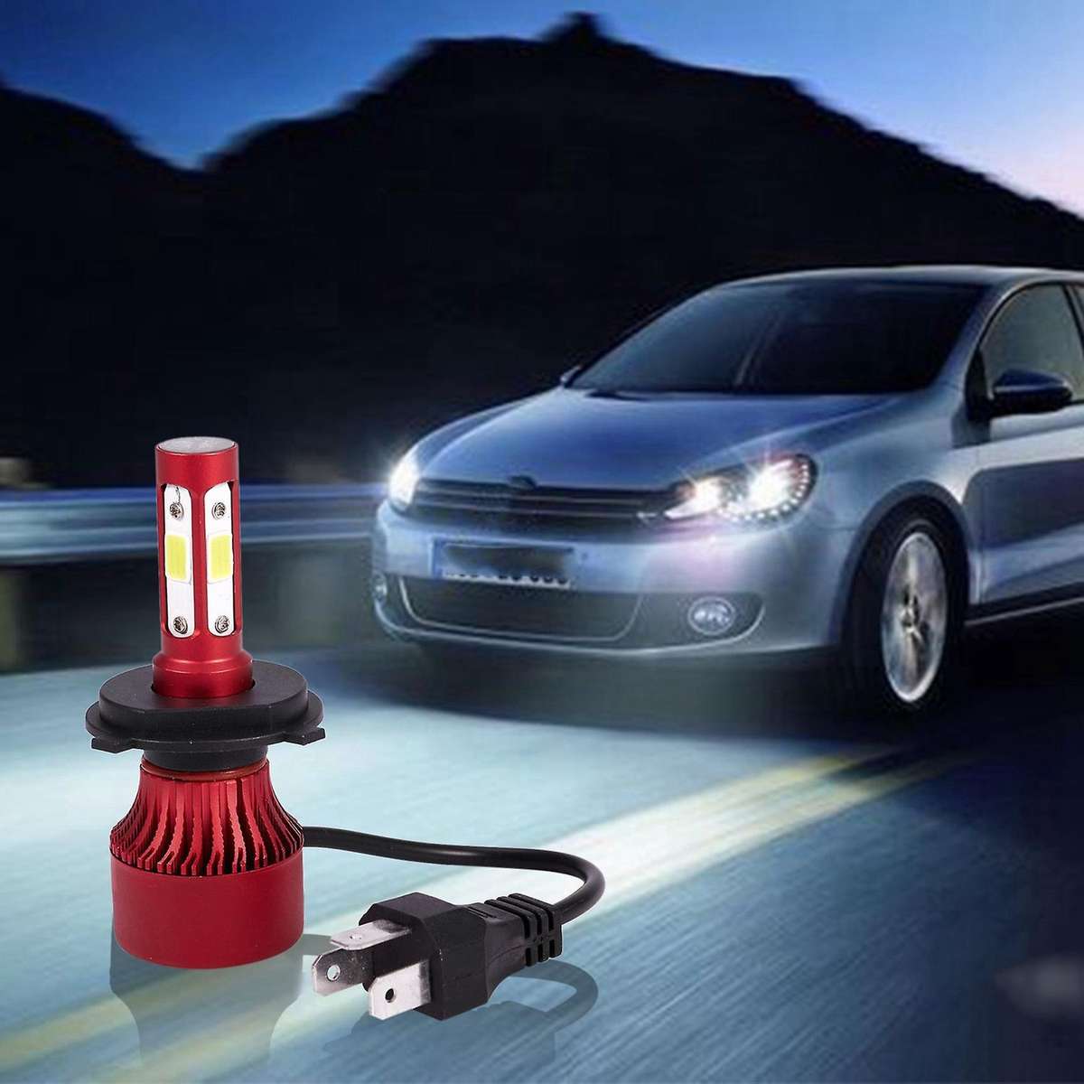 H4 Hb2 9003 2200w 330000lm 4-side Led Headlight Kit Hi/lo Power 6000k