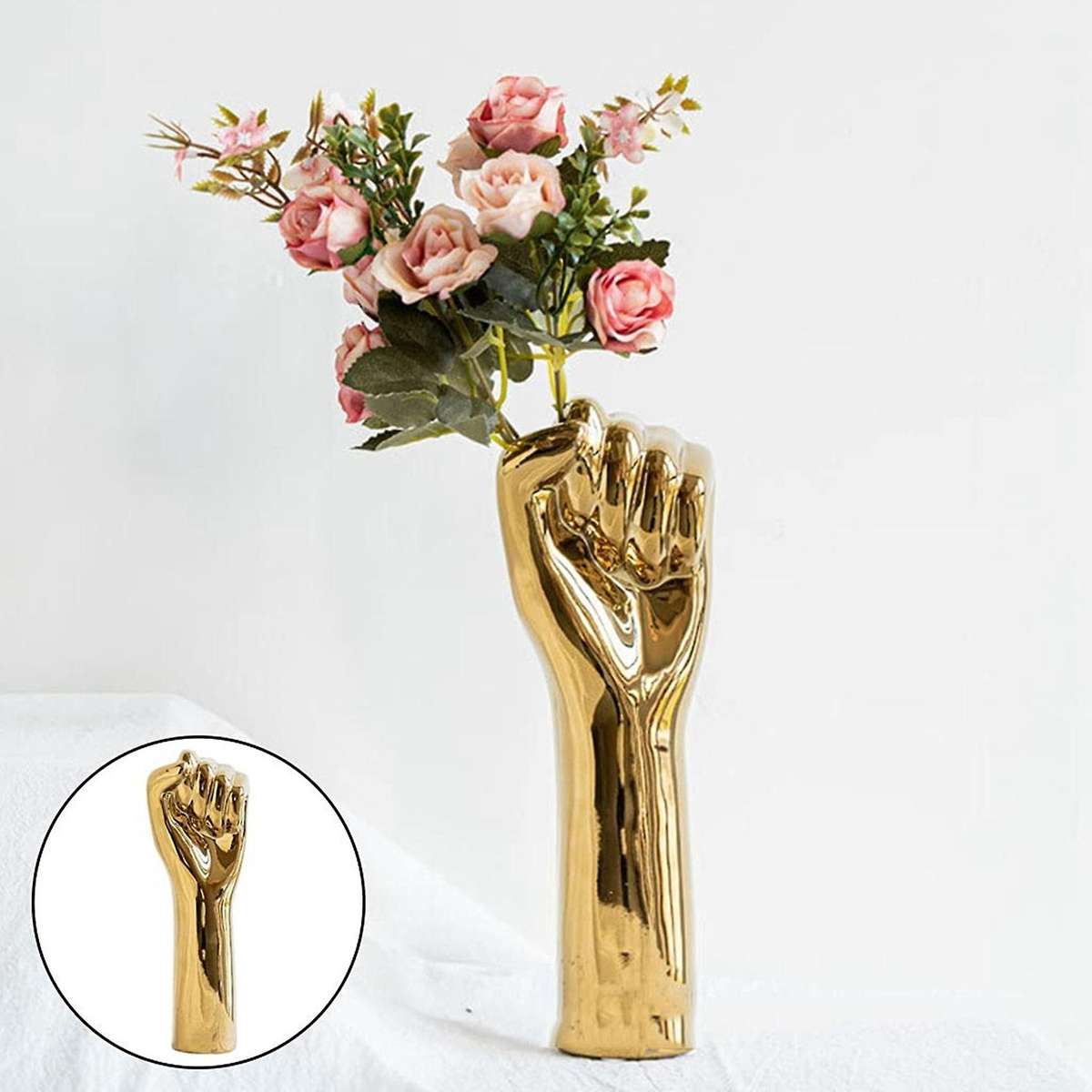 Porcelain Nordic Flower Vase A Hand Gold Plating Statue S