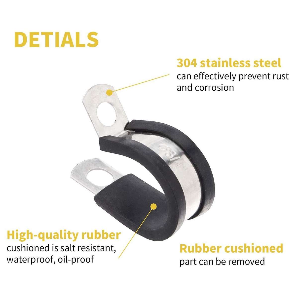 304 Stainless Steel Cable Clamp Rubber Pads, Pipe Clamps Are Used