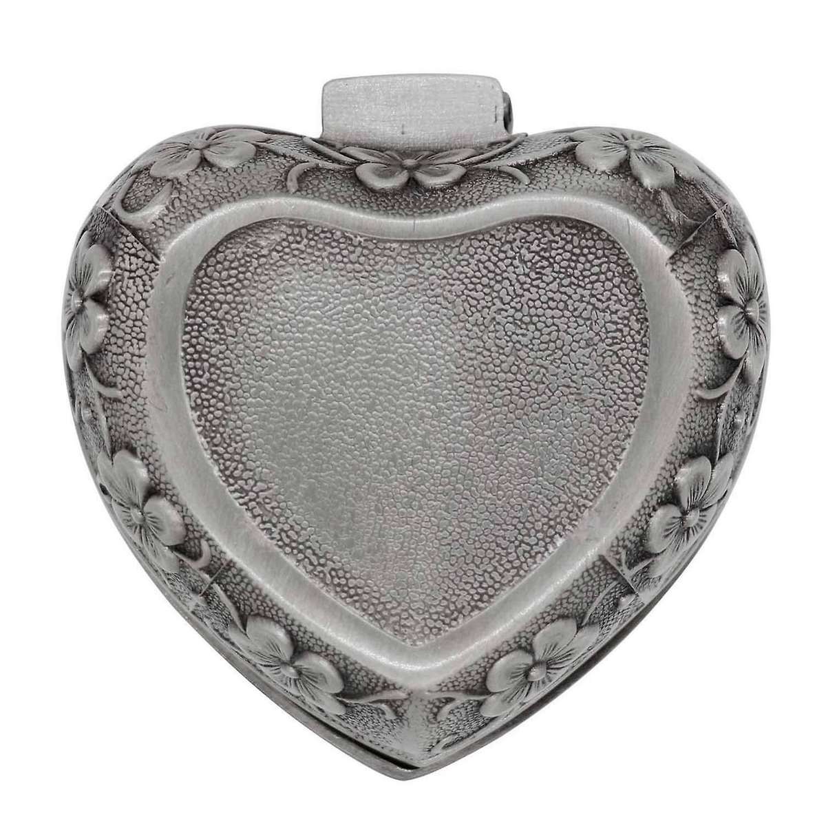 4x Classic Vintage Antique Heart Shaped Jewelry Box Ring Gift,silver