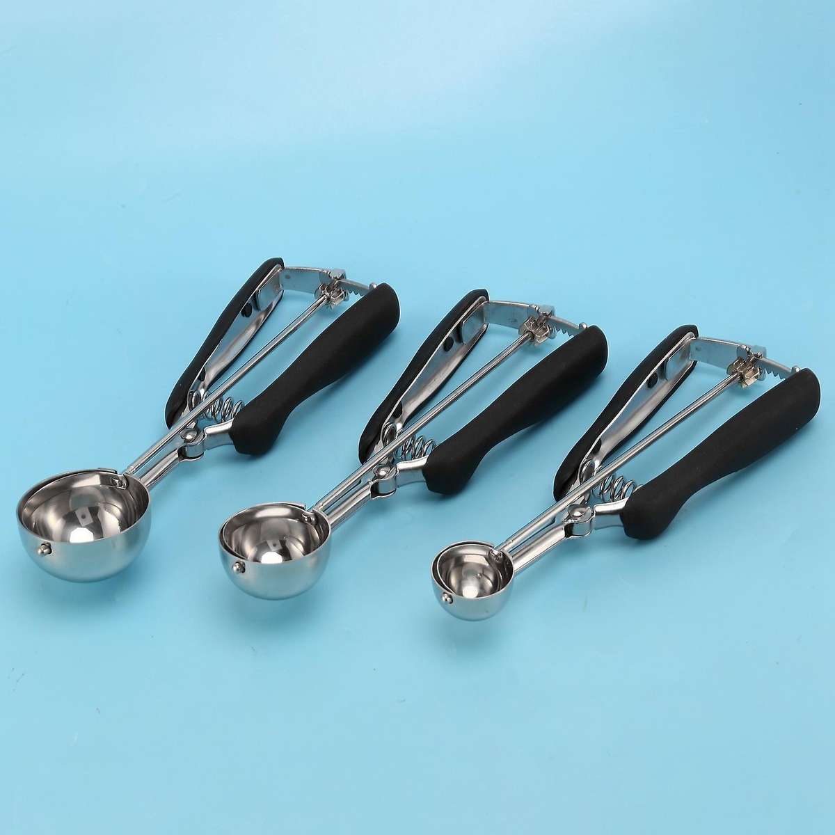 Ice Cream Scoops Set Of 3, Cookie Scoop for Baking Stainless Steel