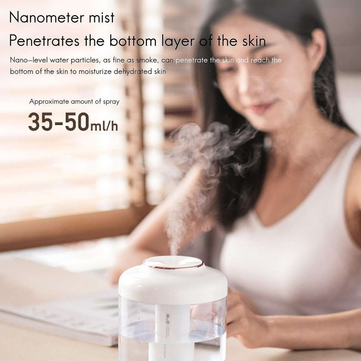1500ml Air Humidifier Usb Rechargeable Mist Maker Fogger White