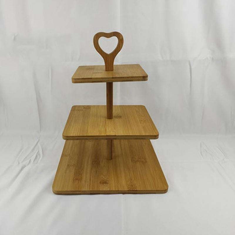 3 Tier Wooden Dessert Cake Plate Wood Cake Display Serving Dish B