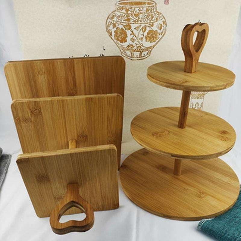 3 Tier Wooden Dessert Cake Plate Wood Cake Display Serving Dish B