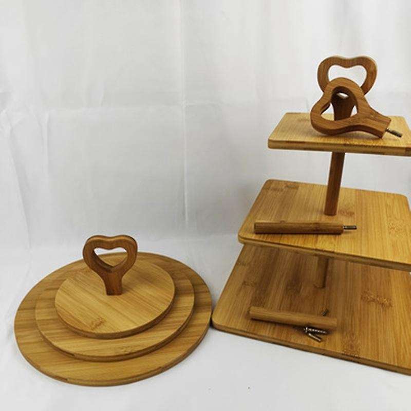 3 Tier Wooden Dessert Cake Plate Wood Cake Display Serving Dish B
