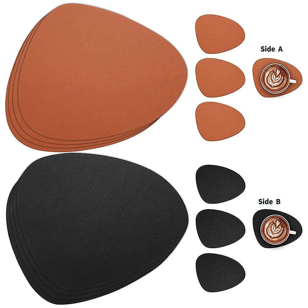 Placemats Leather and Coasters, Washable Placemats (black Brown)