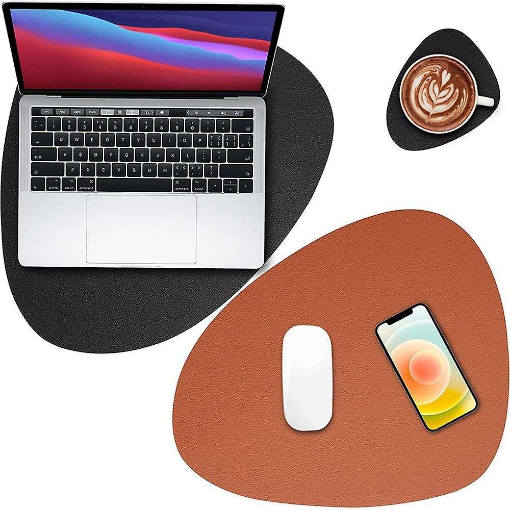 Placemats Leather and Coasters, Washable Placemats (black Brown)