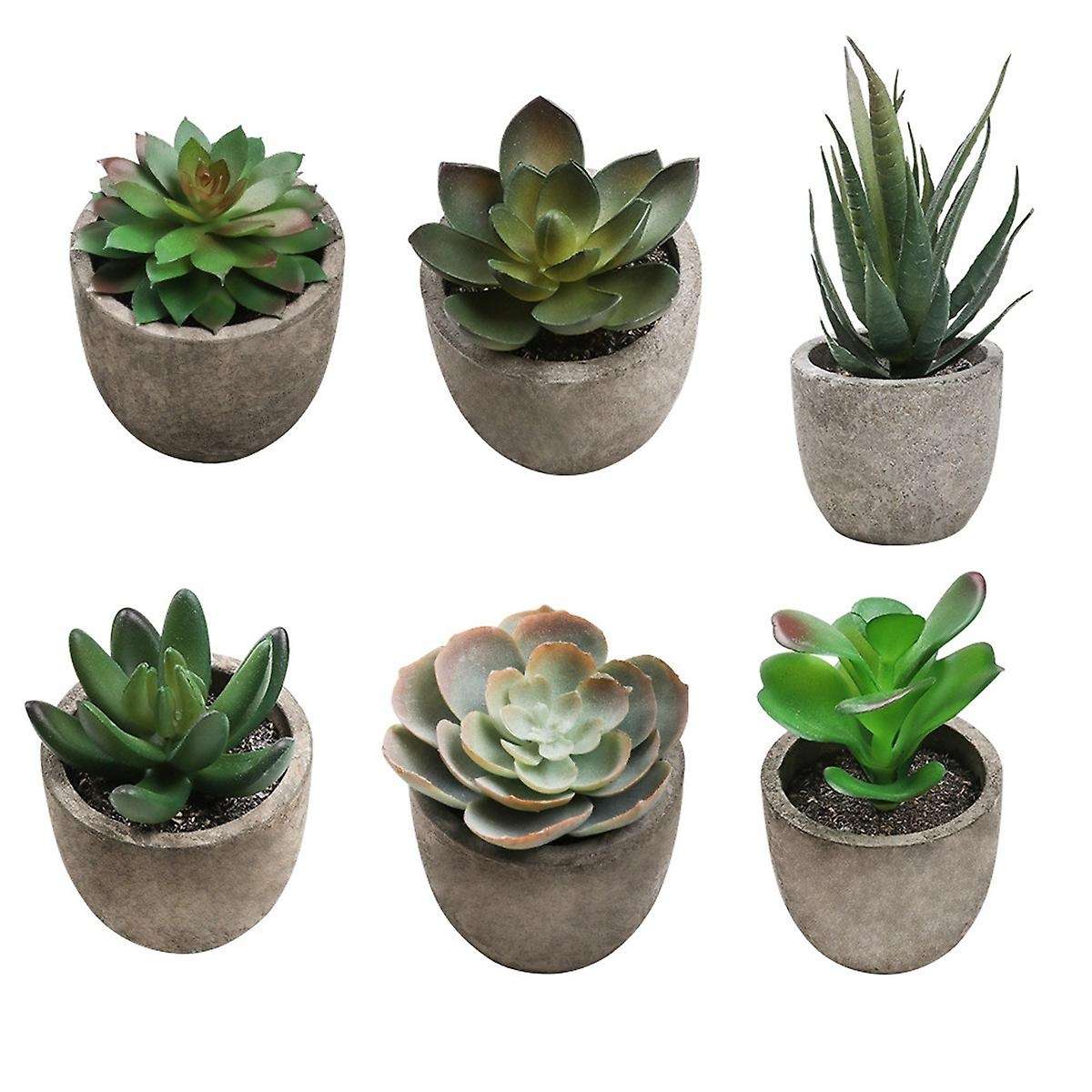 6pcs Small Indoor Faux Houseplants for Shelf Tabletop Desk Decoration