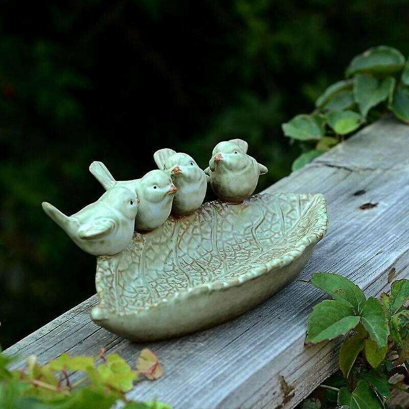 Bird Bath Outdoor Garden Decor Birdbath Feeder Yard Bowl Ceramics