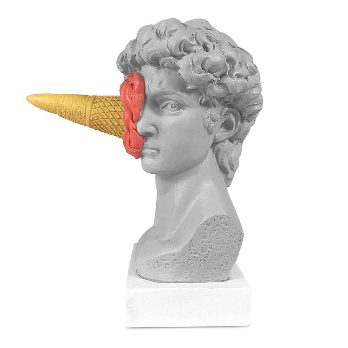 Ice Cream Smashing David Statue David Head Bust Statue Porch Decor B