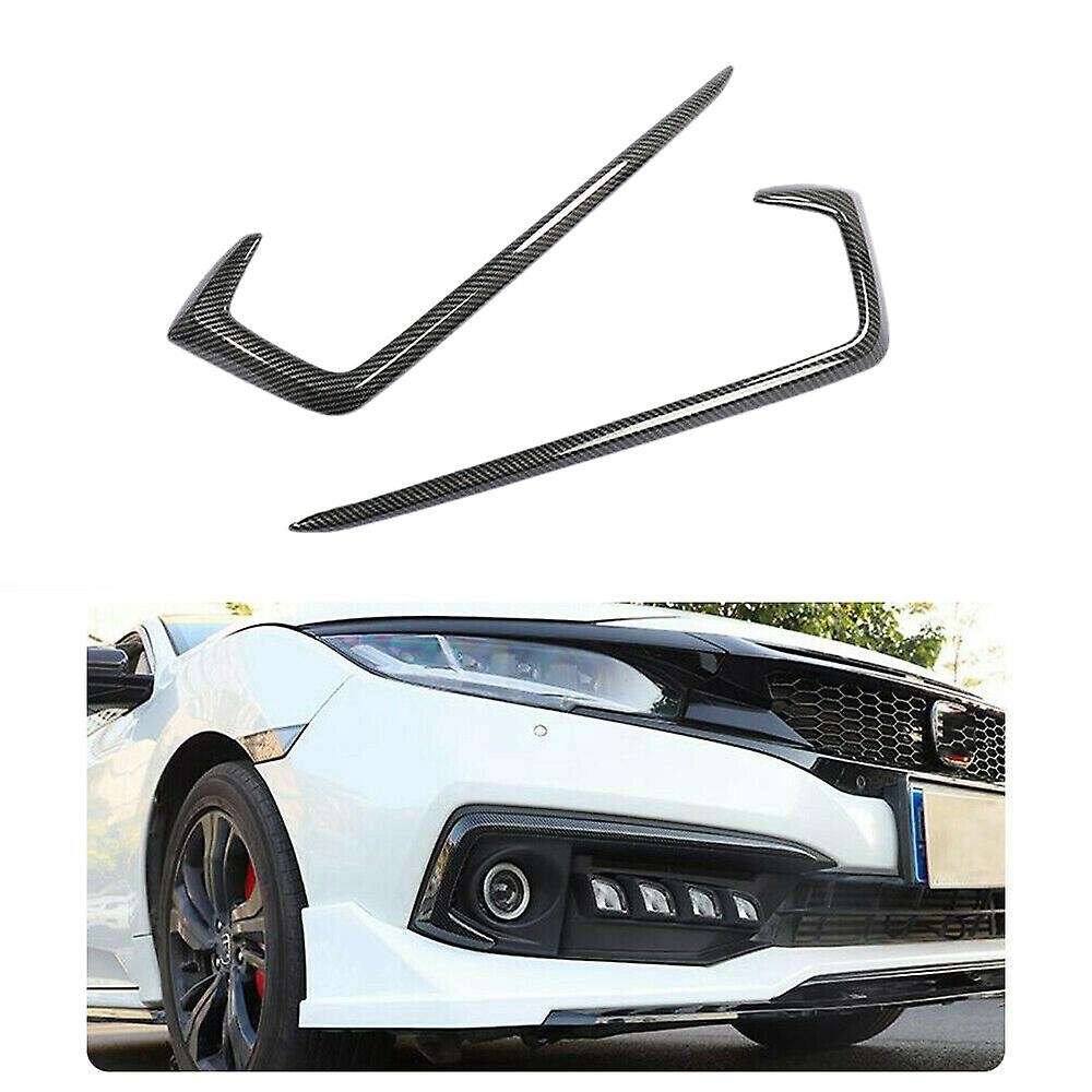 2pcs for Honda Civic 19-20 Carbon Fiber Exterior Front Fog Light Trim