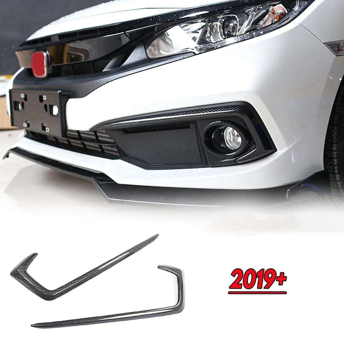 2pcs for Honda Civic 19-20 Carbon Fiber Exterior Front Fog Light Trim