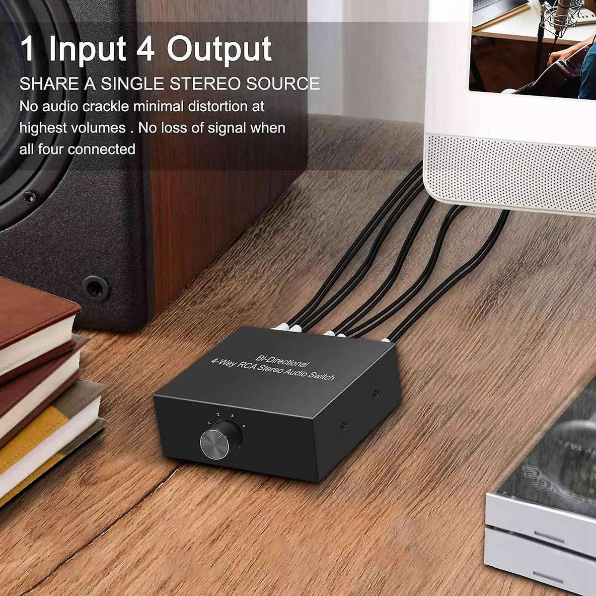 4-way Stereo L/r Sound Channel Bi-directional Audio Switcher