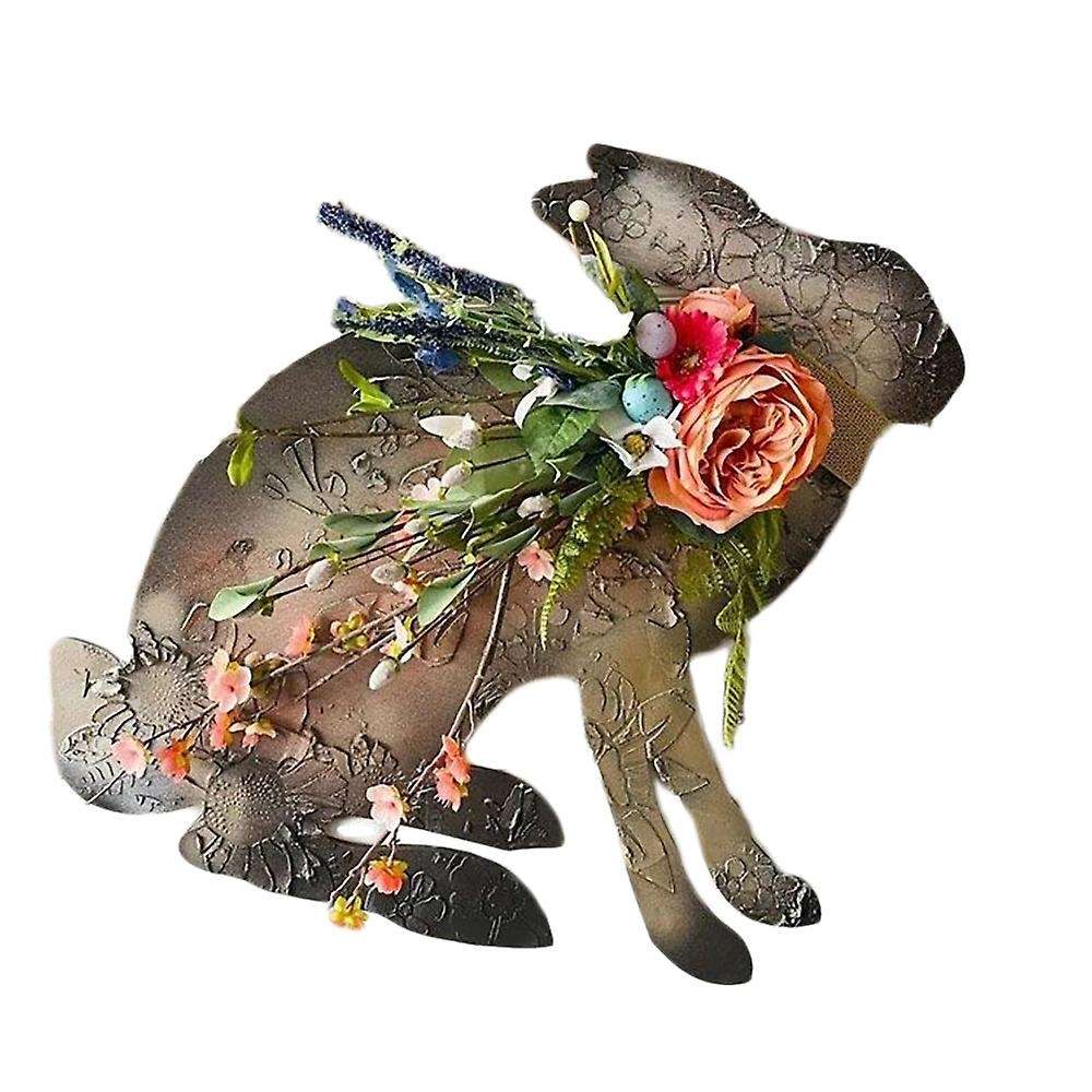 Easter Bunny Wreath Home Outdoor Door Wooden Plaque Sign Decorations