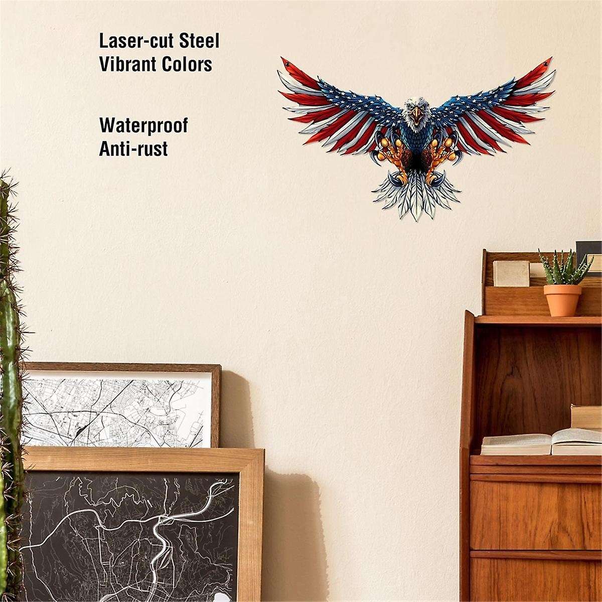 Bald Eagle Decor, American Flag Metal Wall Art, Patriotic Decorations for Mens Room Garage Outdoor