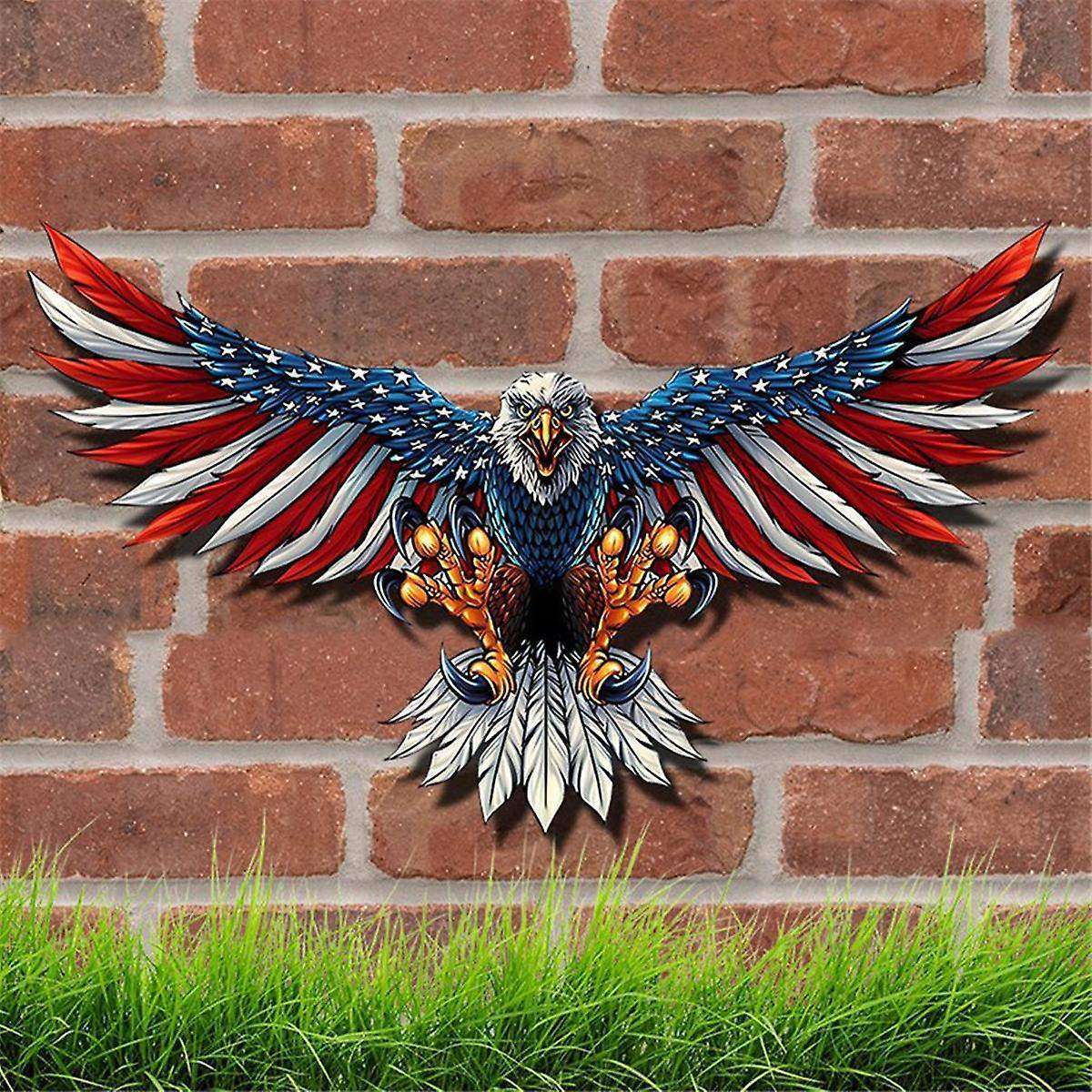 Bald Eagle Decor, American Flag Metal Wall Art, Patriotic Decorations for Mens Room Garage Outdoor